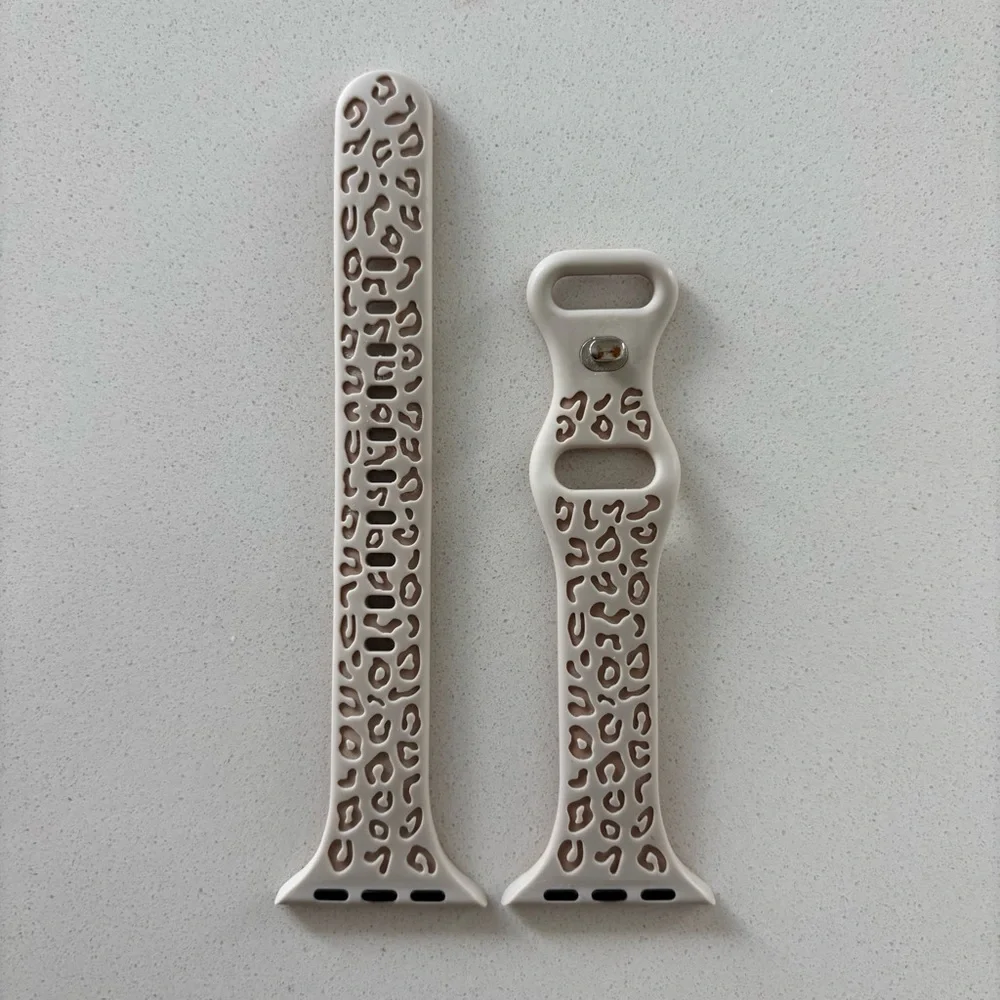 38/40/41 MM ivory/cream with beige (two-toned) Apple Watch silicone band